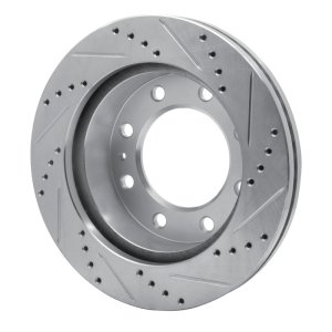 Ford F-350 Super Duty Brake Rotor (1) - Front Left - R1 Concepts - Drilled & Slotted - Silver - `03-`04